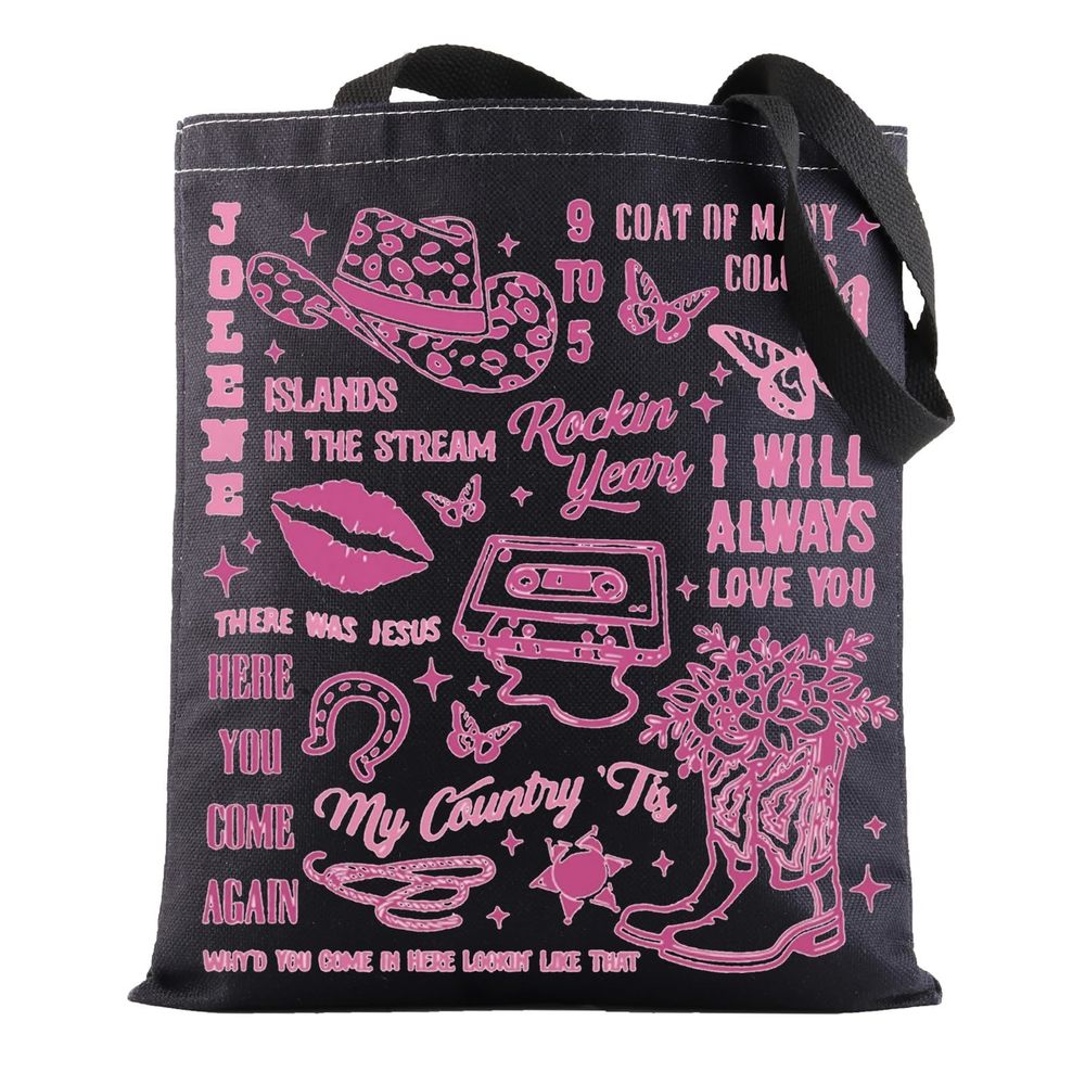 Country Song Canvas Tote Bag - Country Music Lover Gift - Album Shoulder Bag >: